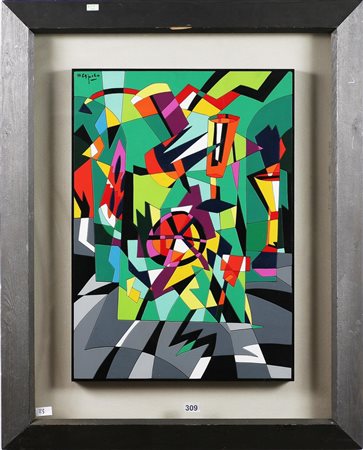 NESPOLO UGO (n. 1941) Interno aguzzo. Acrilico su legno. Cm 50,00 x 70,00. Al...