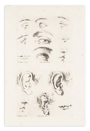 STEFANO DELLA BELLA (1610-1664) - Studi di occhi, bocche e orecchie