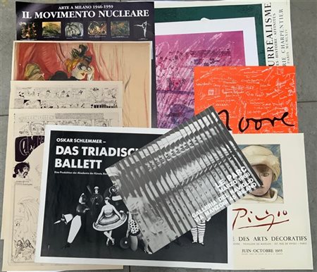 Lotto composto da dieci tra manifesti espositivi e stampe di misure diverse, tr