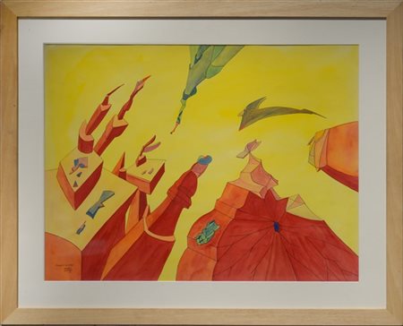 Maurice Henry "Accueil d'un object" 1961
tecnica mista su carta
cm 49x64
firmata