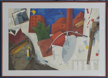 Emilio Tadini "Senza titolo" 
serigrafia a colori
cm 69x99
Numerata 49/100 e fir