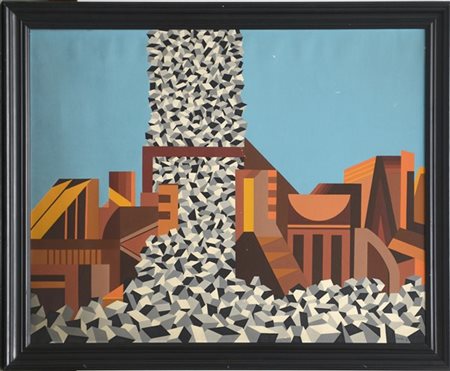 Mario Rossello "Inquinamento" 1973
olio su tela
cm 80x100
firmato e datato in ba