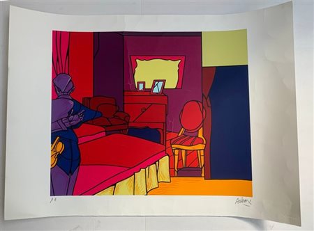 Valerio Adami "Senza titolo" 
serigrafia a colori - prova d'artista
cm 70x90
num