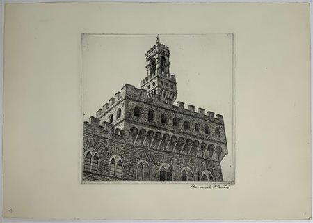 Benvenuto Disertori "Palazzo della Signoria a Firenze" 1916
Acquaforte
(lastra c