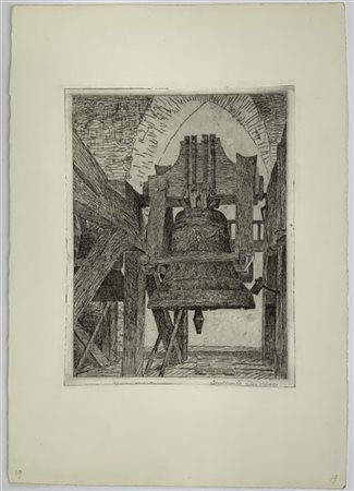 Benvenuto Disertori "La grande campana a Perugia" 1912-1916
Acquaforte
(lastra c