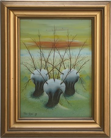Petar Grgec "Tri Vrbe" 1972
olio su vetro
cm 33x24
firmato in basso a sinistra;