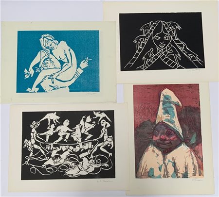 Mino Maccari Lotto composto da quattro litografie a colori
cm 50x70
tutte firmat