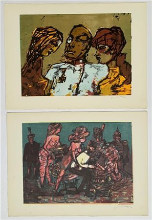 Mino Maccari Lotto composto da quattro litografie a colori a soggetto politico
c