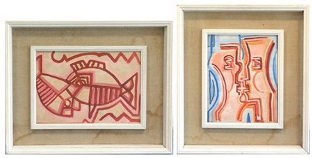 Gino Meloni lotto composto da due dipinti ad acquerello su carta, (cm 24x35 e cm