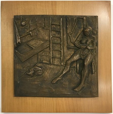 Gianni Bucher Schenker due bassorilievi in bronzo raffiguranti nudi femminili in