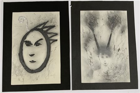 Josep Uclés Cifuentes Lotto composto da dodici tecniche miste su carta raffigura