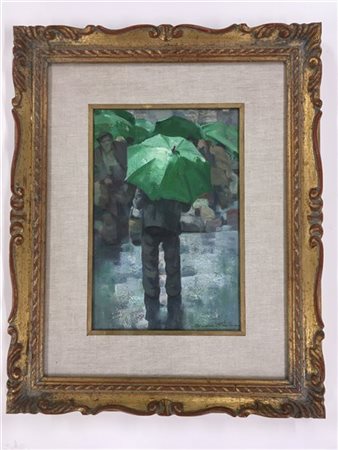 Giulio da Vicchio "Impressione al momento in un giorno piovoso" 
olio su tela
cm