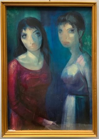 Pino Ponti "Marta e Maria" 
olio su tela
cm 100x70
firmato in basso a destra; fi