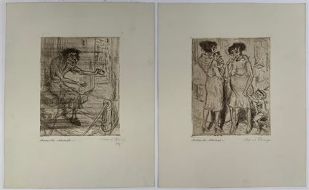 Alfred Hanf Lotto composto da due acqueforti
(lastra cm 11,5x14,5; foglio cm 27x