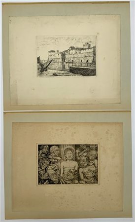 Carlo Servolini Lotto composto da due acqueforti, una intitolata "Stazione 1" e