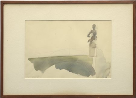 Firma indecifrata "Il ponte" 1962, acquerello e matita su carta
cm 30x45
siglat