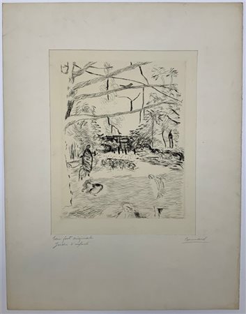Pierre Bonnard "Le Parc Monceau" 1937
acquaforte
(lastra cm 33,5x26,5; foglio cm