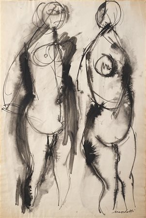 Ennio Morlotti "Nudi" 
inchiostro su carta
cm 50x33
Firmato in basso a destra. I