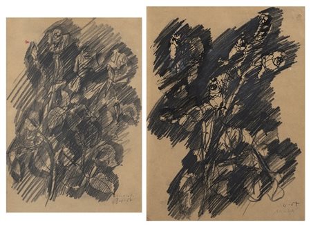 Ennio Morlotti "Rose" 1957
coppia di disegni, tecnica mista su carta, cm 35x25 e