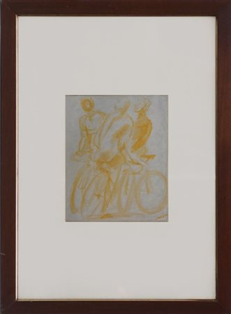 Aligi Sassu "Tre ciclisti alla partenza" 1932
pastello su carta
cm 30,7x26
firma