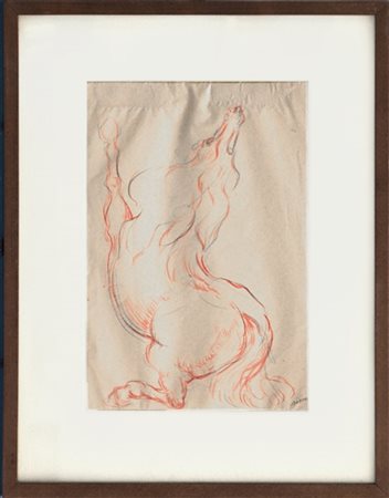 Aligi Sassu "Cavallino rampante" 
matite colorate su carta velina
cm 32,4x22,3
f