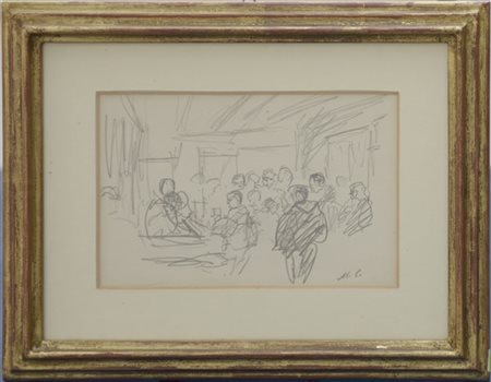 Michele Cascella "Caffè Greco" 
disegno a matita su carta
cm 16x24
siglato MC in