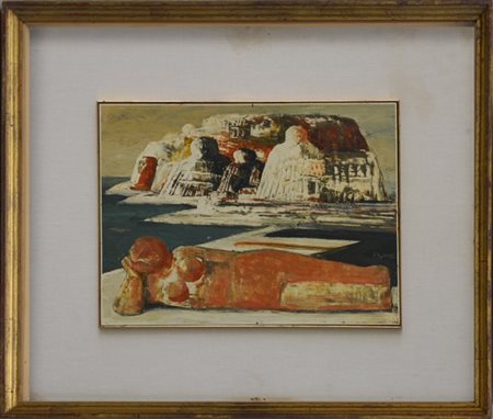 Salvatore Fiume "Senza titolo" 
olio su masonite
cm 27x36. In cornice (lievi dif