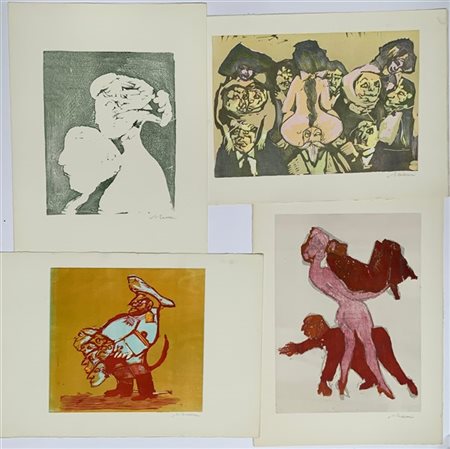 Mino Maccari Lotto composto da quattro litografie a colori a soggetto politico
c