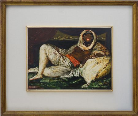 Salvatore Fiume "Odalisca" 
tecnica mista su tavola
cm 26x35
firmato in basso a