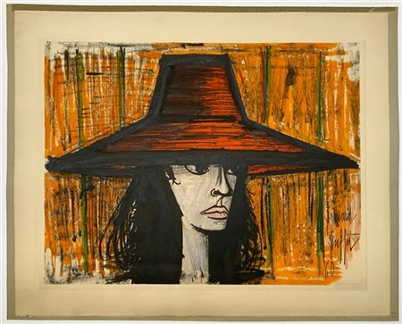 Bernard Buffet "Femme au chapeau rouge" 1960
litografia a colori
cm 55,5x68,5
fi