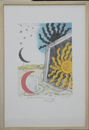 Giorgio de Chirico "Luna e sole in una piazza" 1968
litografia a 6 colori
cm 71,