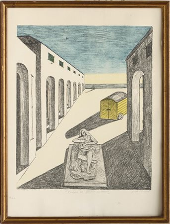 Giorgio de Chirico "L'enigma del giardino misterioso" 
litografia a colori
cm 70