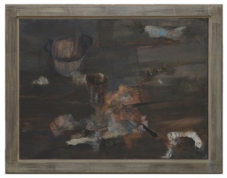 Giancarlo Cazzaniga "Interno di studio" 1958
olio su tela
cm 60x80
firmato, data