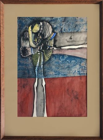 Agenore Fabbri "Personaggio" 
tecnica mista su carta
cm 49x34
firmato in basso a