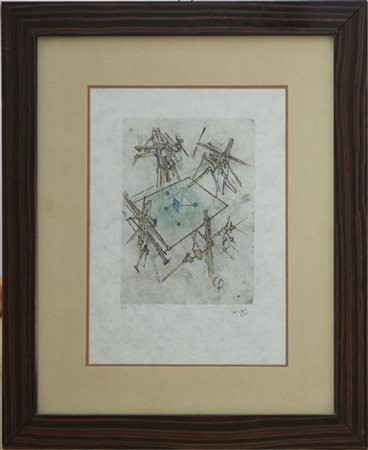 Roberto Matta "Senza titolo" 
acquaforte acquatinta a colori - prova d'artista
(