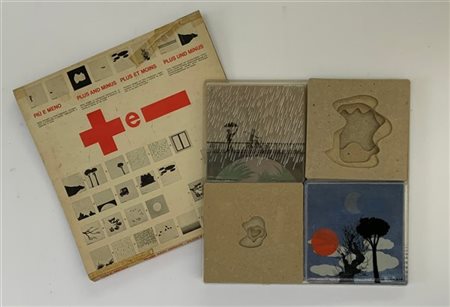Bruno Munari Lotto composto da due scatole da gioco: "Più e meno", produzione Da