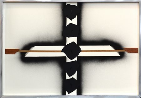 Concetto Pozzati "Senza titolo" 1976
tecnica mista e collage su masonite
cm 68x9