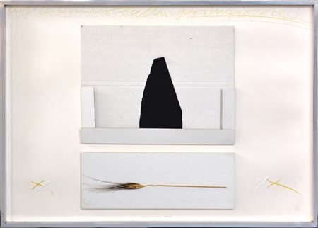 Concetto Pozzati "Dal dizionario della produzione" 1973
tecnica mista e collage