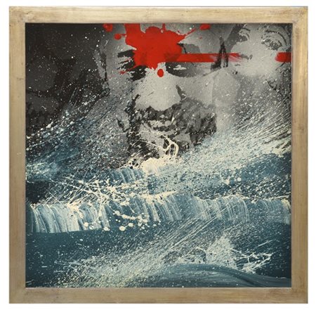 Paolo Baratella "Storia di una macchia rossa" 1975
tecnica mista su tela
cm 70x7