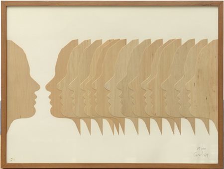 Mario Ceroli "Senza titolo" 1969
multiplo con collage materico
cm 45x60
numerato