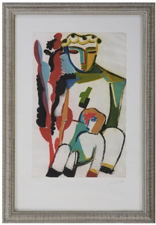 Sandro Chia "Senza titolo" 
acquaforte e acquatinta a colori
(lastra cm 89x59; f