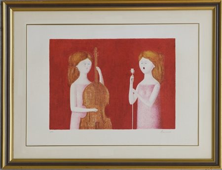 Antonio Bueno "Senza titolo" 
Litografia a colori - prova d'artista
cm 48x68
num