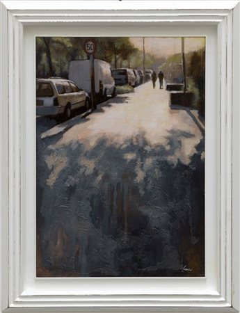Claudio Cionini "Lungo il marciapiede" 2010
olio su tavola
cm 70x50
firmato in b