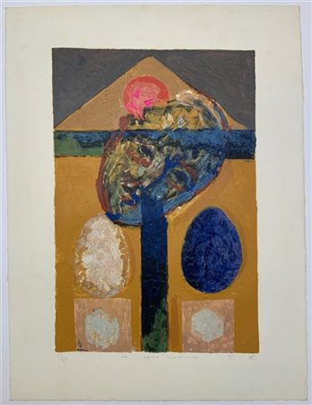 Bruno Ceccobelli "La notte trasforma" 
serigrafia materica a colori
cm 78,5x58
n