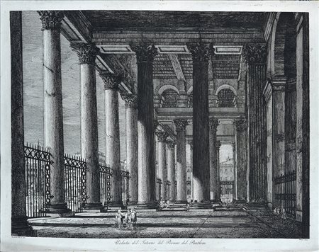 Luigi Rossini (1790-1857) Veduta del Interno del Pronao del Pantheon