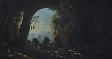 Scuola Europea, inizi XIX sec. Marina con grotta
