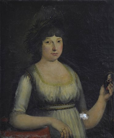 Anonimo, XIX sec. Ritratto di donna con miniatura