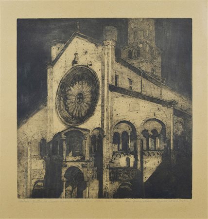 Ubaldo Magnavacca (1885-1957) Modena - Frontone del Duomo