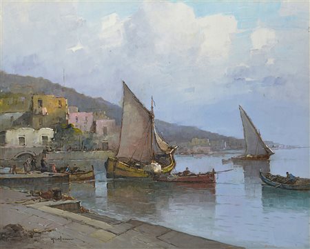 Antonio Madonna (1919) Porto con barche a vela