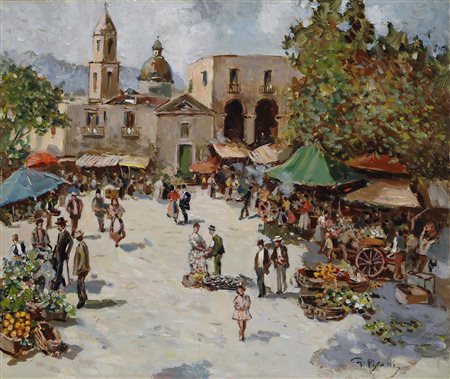 Gustavo Pisani (1877-1948) Piazza del mercato